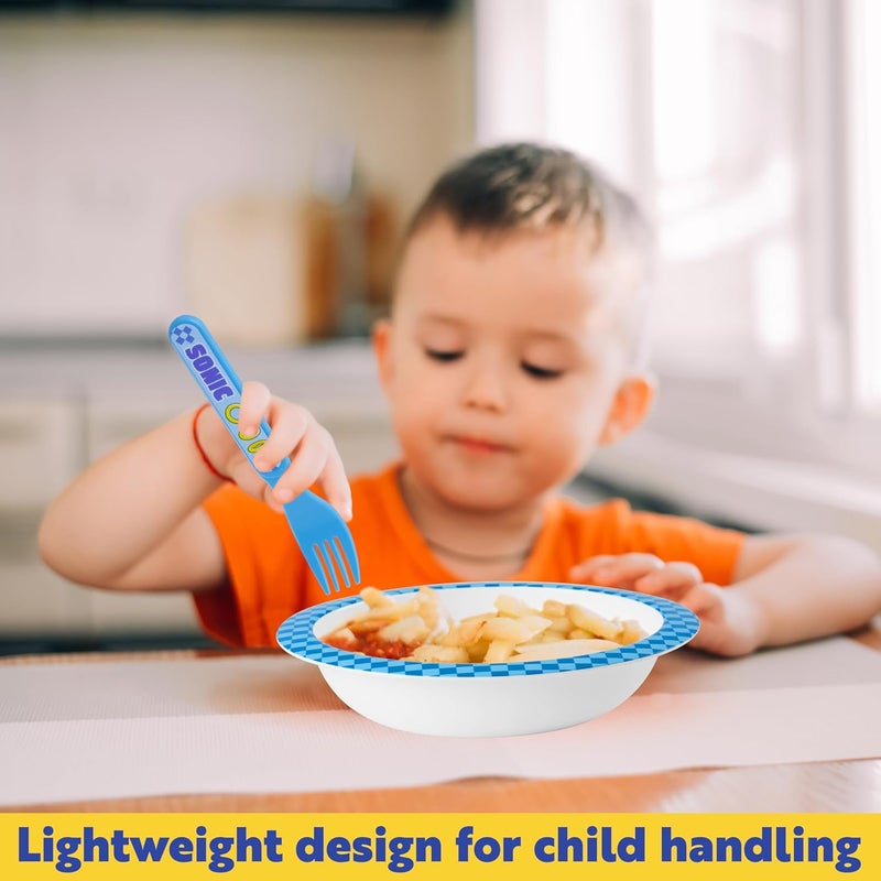Get Trend Sonic the Hedgehog Dinnerware Sets for Kids, 5 Pc Tableware, Plate, Bowl, Cup, Spoon, Fork, Plates and Bowls Set, Gifts for Kids (Blue Sonic The Hedgehog) - Image 4